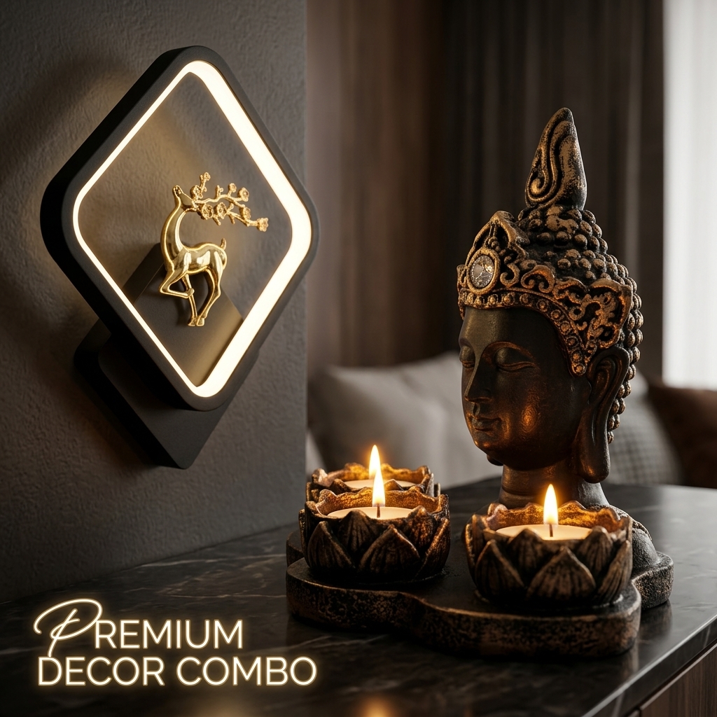Buddha Candle Holder & Deer Lamp Combo - Image 6