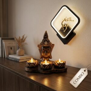 Buddha Candle Holder & Deer Lamp Combo