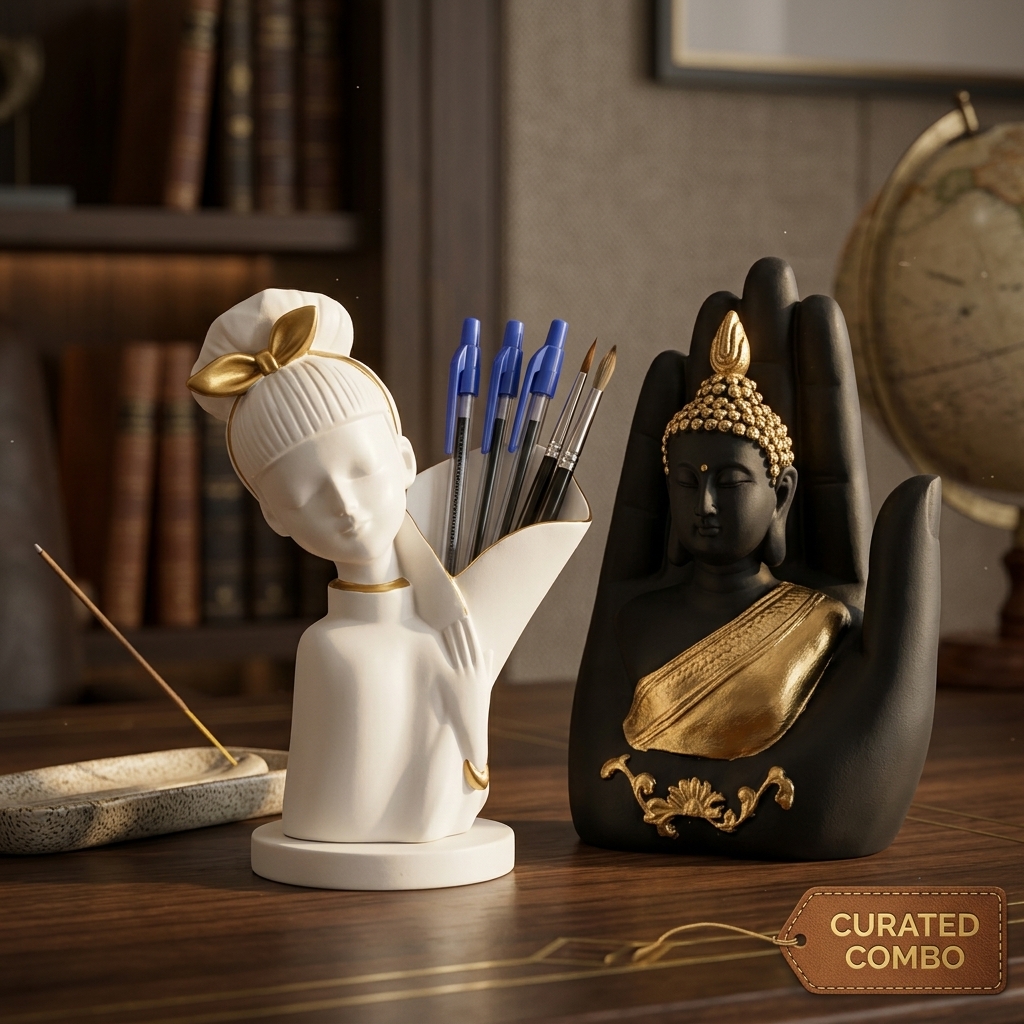 Buddha Showpiece & Pen Holder Combo - Image 5