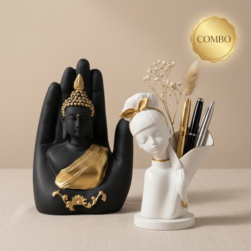 Buddha Showpiece & Pen Holder Combo - Image 2