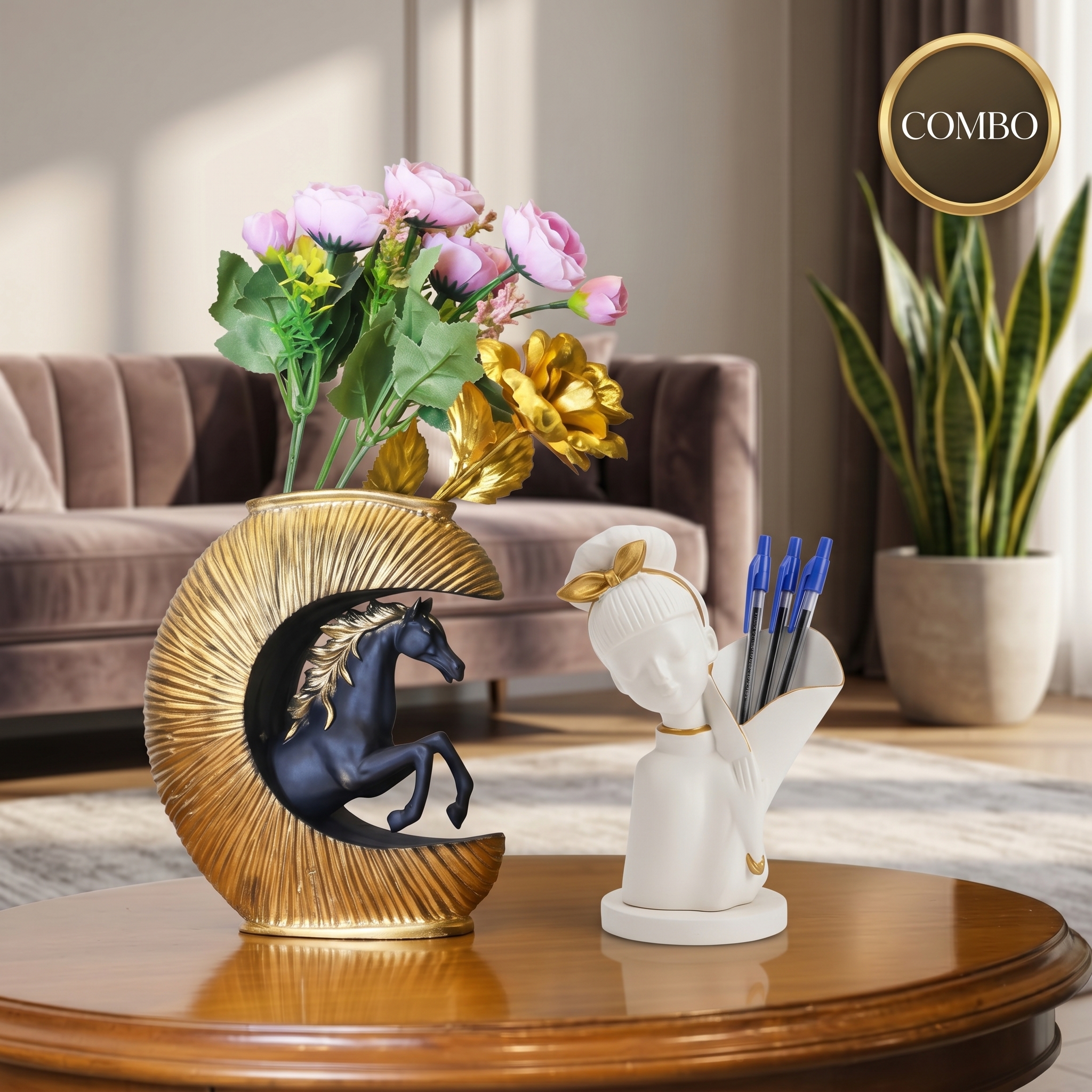 Horse Vase & Pen Holder Combo