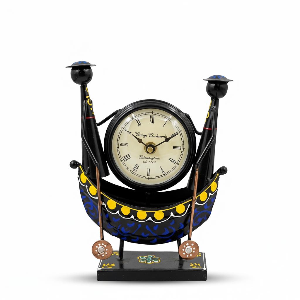 Handcrafted Gondola Table Clock for Home Decor | Vintage Wooden Desk Clock | Decorative Table Clock - Image 2