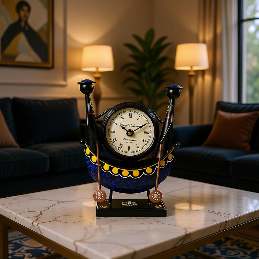 Handcrafted Gondola Table Clock for Home Decor | Vintage Wooden Desk Clock | Decorative Table Clock - Image 3