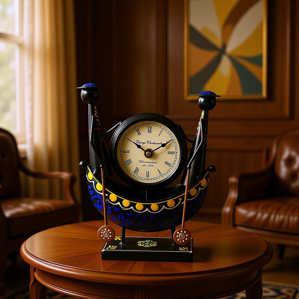 Handcrafted Gondola Table Clock for Home Decor | Vintage Wooden Desk Clock | Decorative Table Clock - Image 4