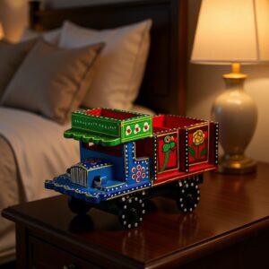 Handpainted Wooden Mini Truck Organizer | Handmade Wooden Pen Holder & Desk Organizer for Home & Office