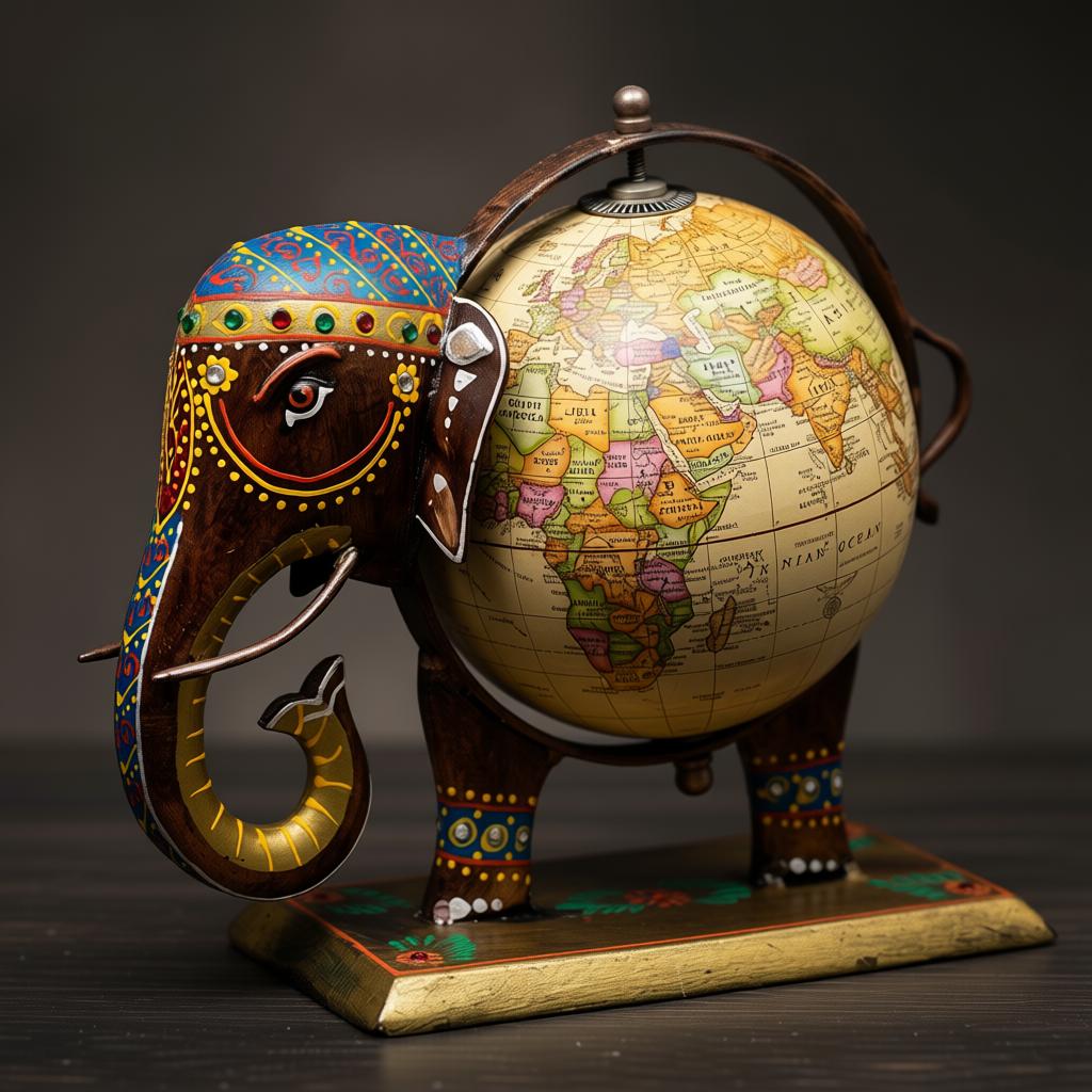 Handcrafted Wooden Elephant Globe Showpiece for Home Decor | Vintage World Globe Table Decor - Image 5