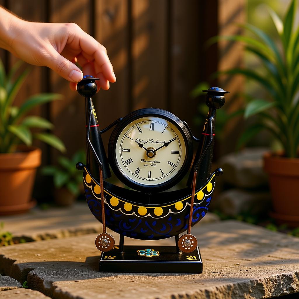 Handcrafted Gondola Table Clock for Home Decor | Vintage Wooden Desk Clock | Decorative Table Clock