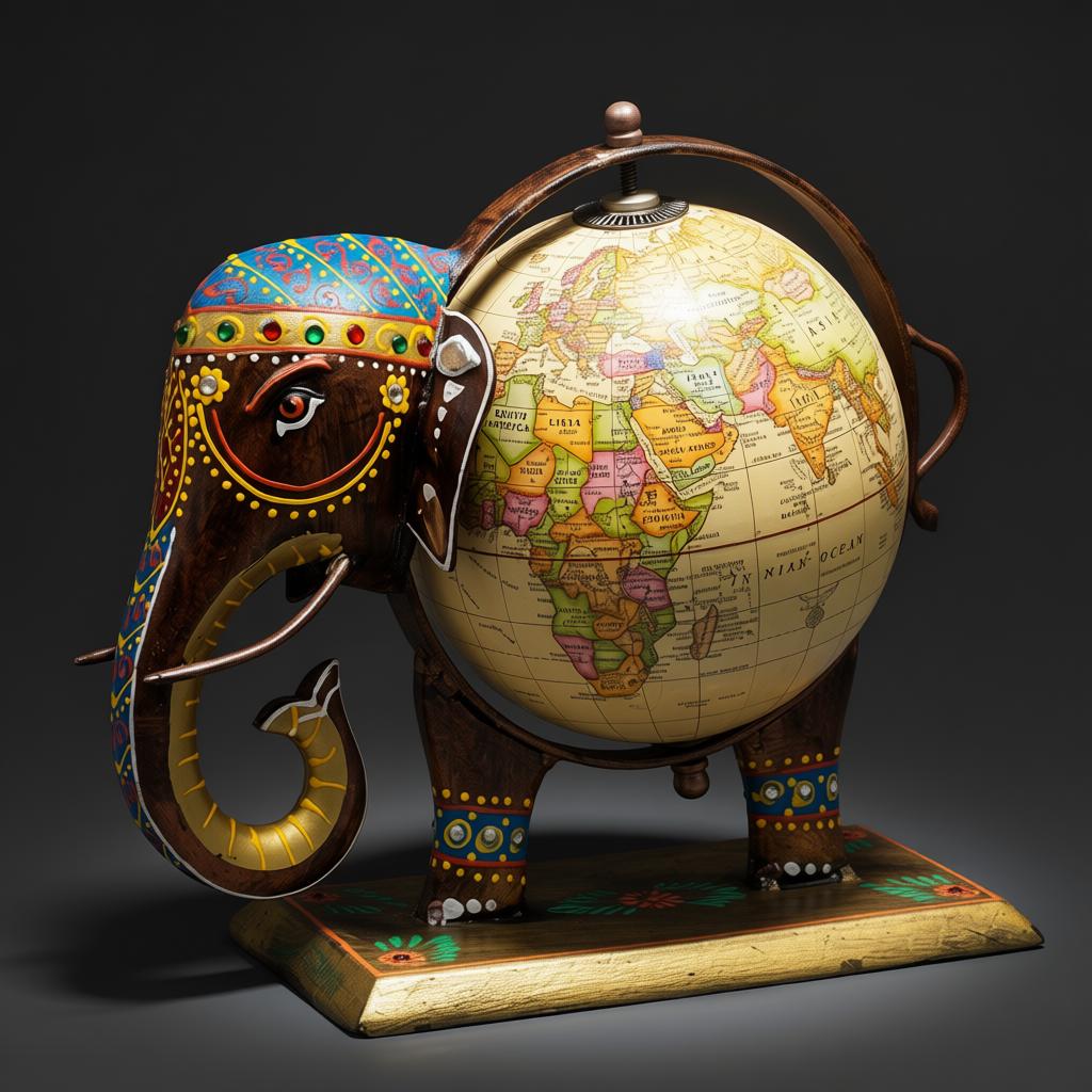 Handcrafted Wooden Elephant Globe Showpiece for Home Decor | Vintage World Globe Table Decor - Image 7