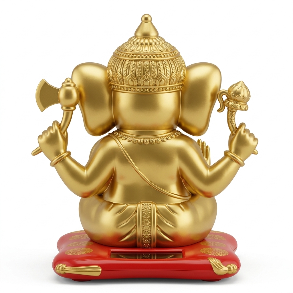 Mini Golden Ganesha Solar Dashboard Idol | Solar Powered Ganesh Car Dashboard Statue for Car & Home Decor - Image 6