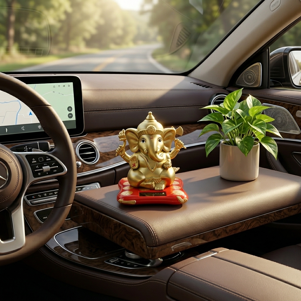 Mini Golden Ganesha Solar Dashboard Idol | Solar Powered Ganesh Car Dashboard Statue for Car & Home Decor - Image 8