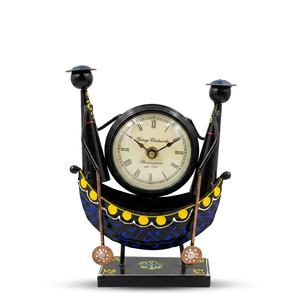 Handcrafted Gondola Table Clock for Home Decor | Vintage Wooden Desk Clock | Decorative Table Clock - Image 8