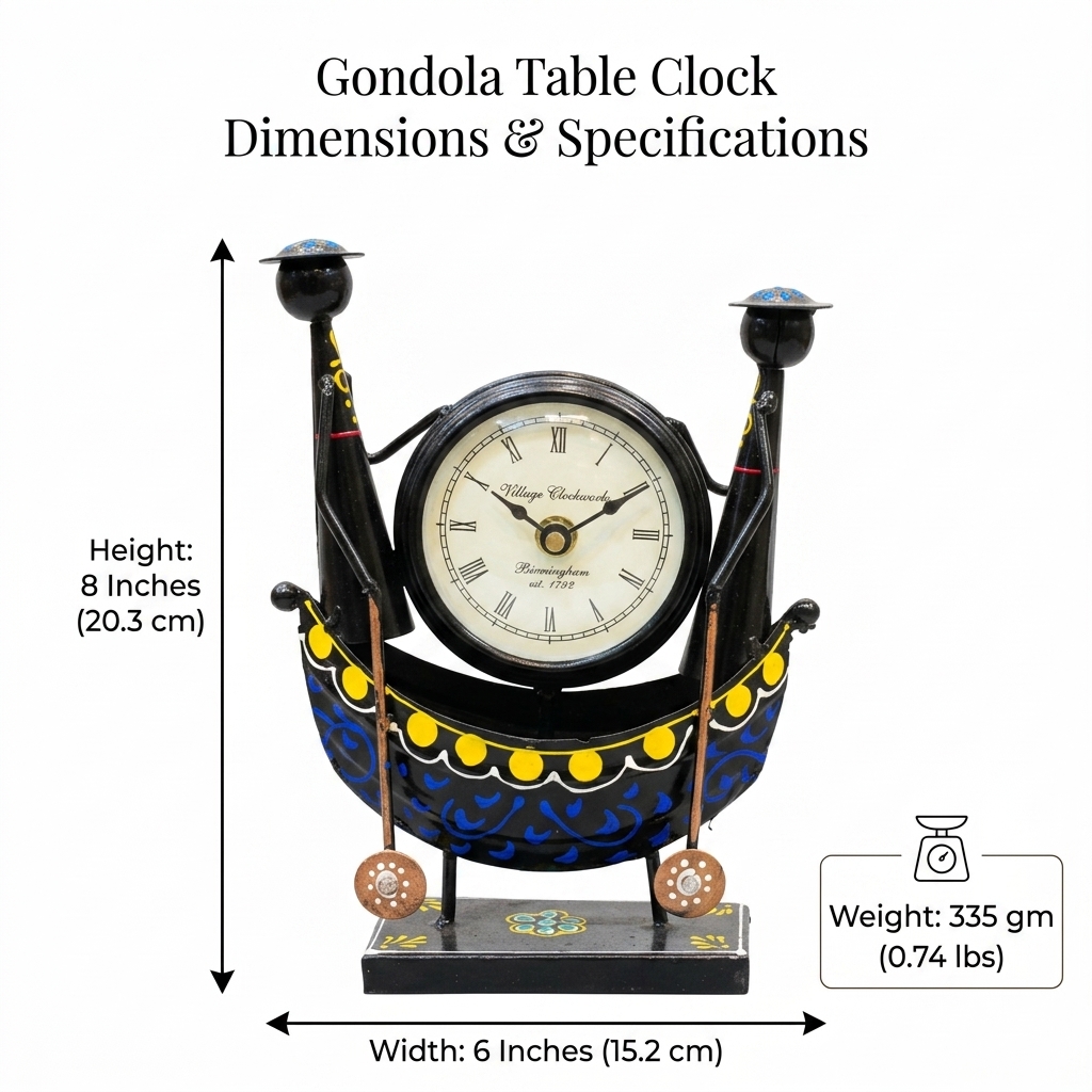 Handcrafted Gondola Table Clock for Home Decor | Vintage Wooden Desk Clock | Decorative Table Clock - Image 9