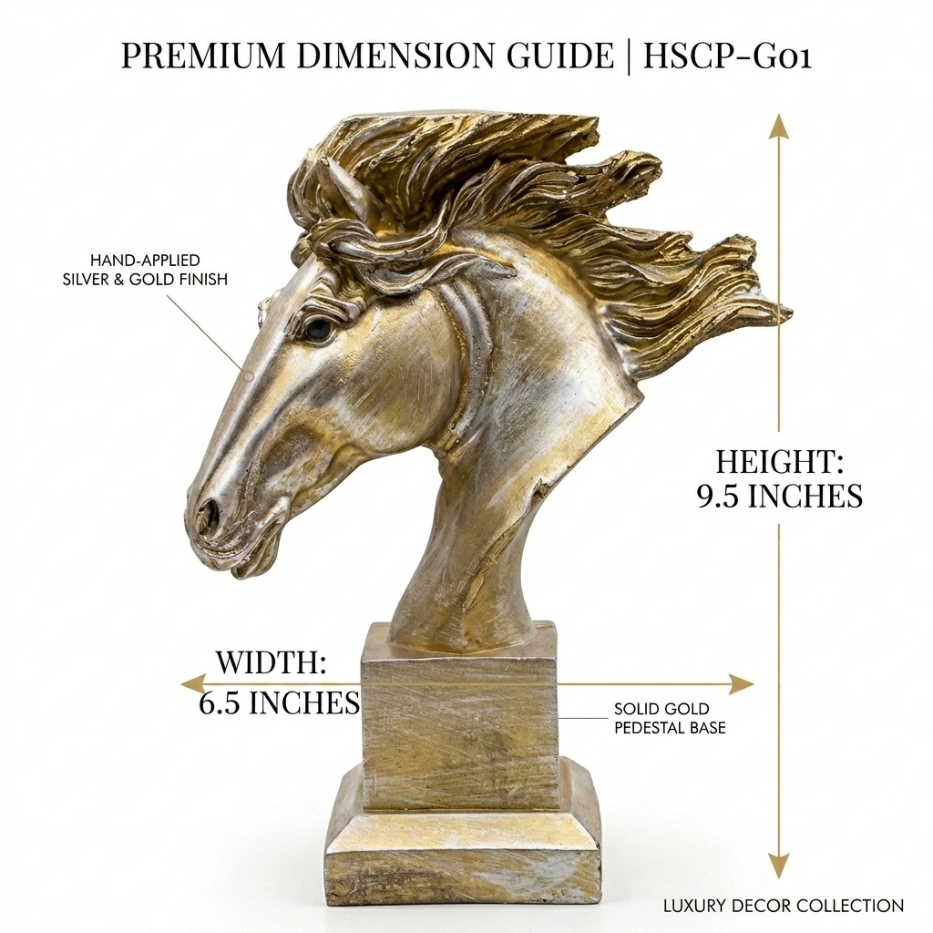 Majestic Horse Head Decorative Sculpture | Luxury Horse Statue for Home & Office Decor - Image 6