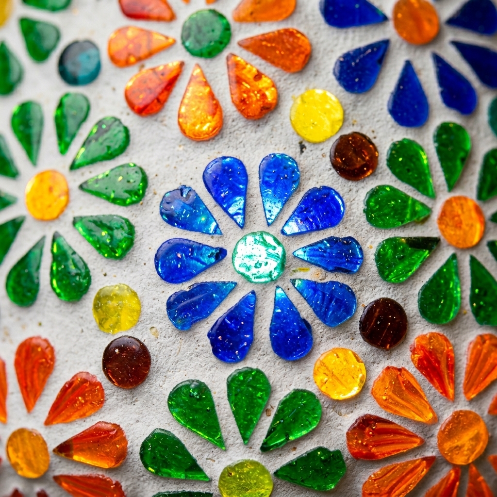 Handcrafted Colorful Floral Mosaic Glass Table Lamp for Bedroom & Living Room | Decorative Bedside Lamp |9 Inch - Image 6