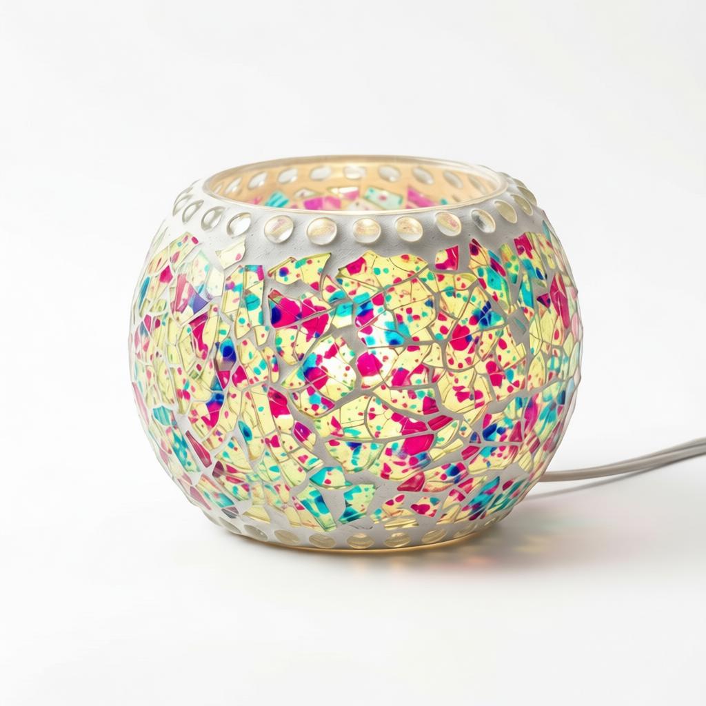 Multicolor Mosaic Glass Tea Light Lamp | Handmade Glass Candle Holder for Home Decor - Image 2