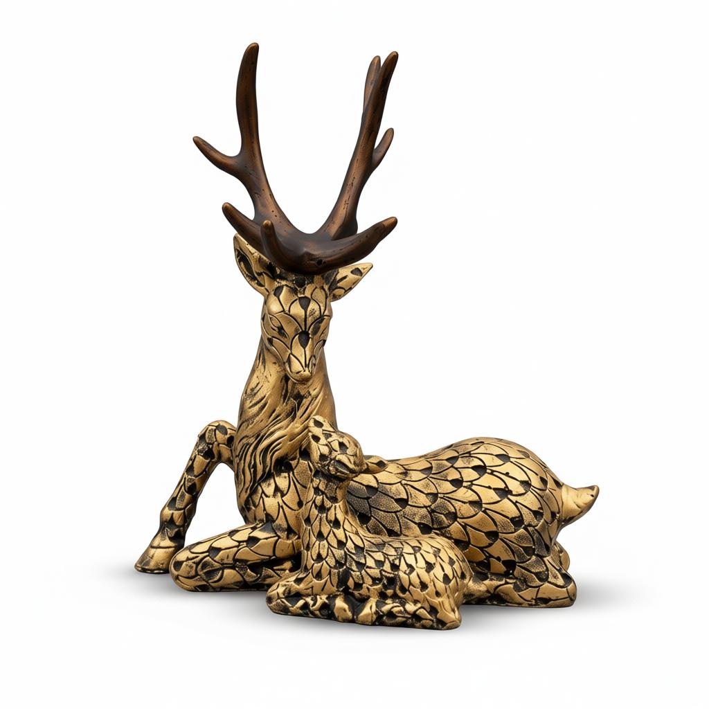 Royal Deer Family Decorative Sculpture | Luxury Deer Showpiece for Home Decor - Image 2