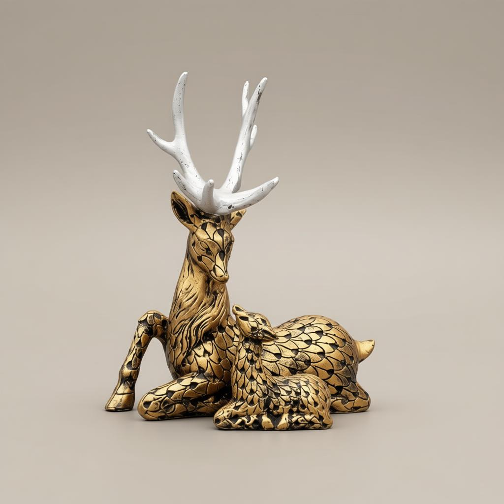 Royal Deer Family Decorative Sculpture | Luxury Deer Showpiece for Home Decor - Image 3