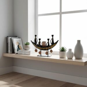Traditional Metal Boat Pen Holder | Handcrafted Desk Organizer for Home & Office