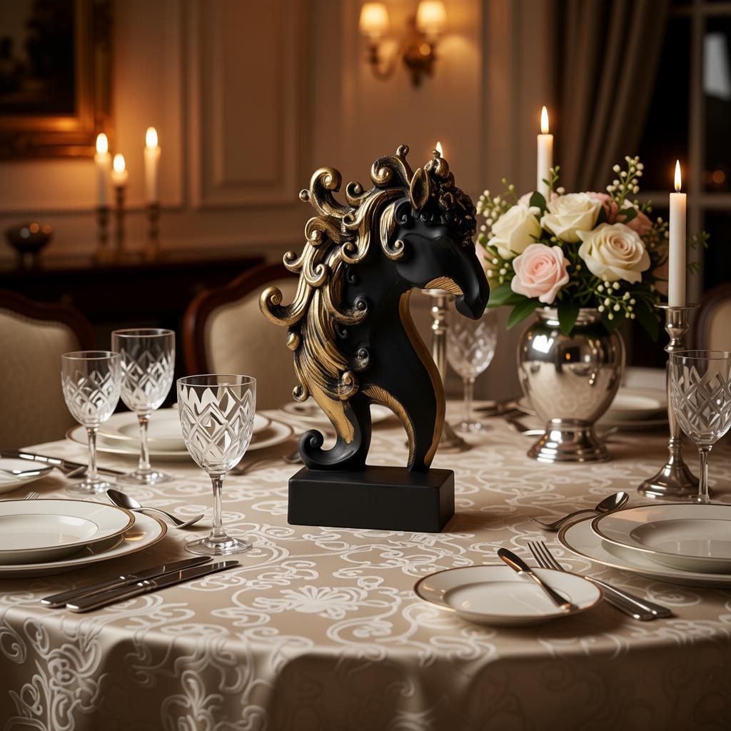 Royal Black Horse Head Sculpture | Luxury Black & Gold Decorative Horse Bust for Home & Office - Image 4