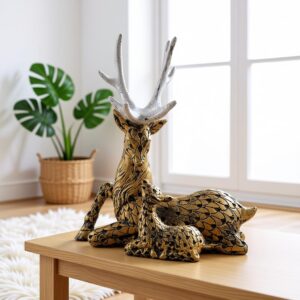 Royal Deer Family Decorative Sculpture | Luxury Deer Showpiece for Home Decor