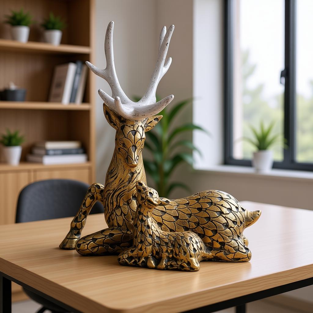 Royal Deer Family Decorative Sculpture | Luxury Deer Showpiece for Home Decor - Image 5