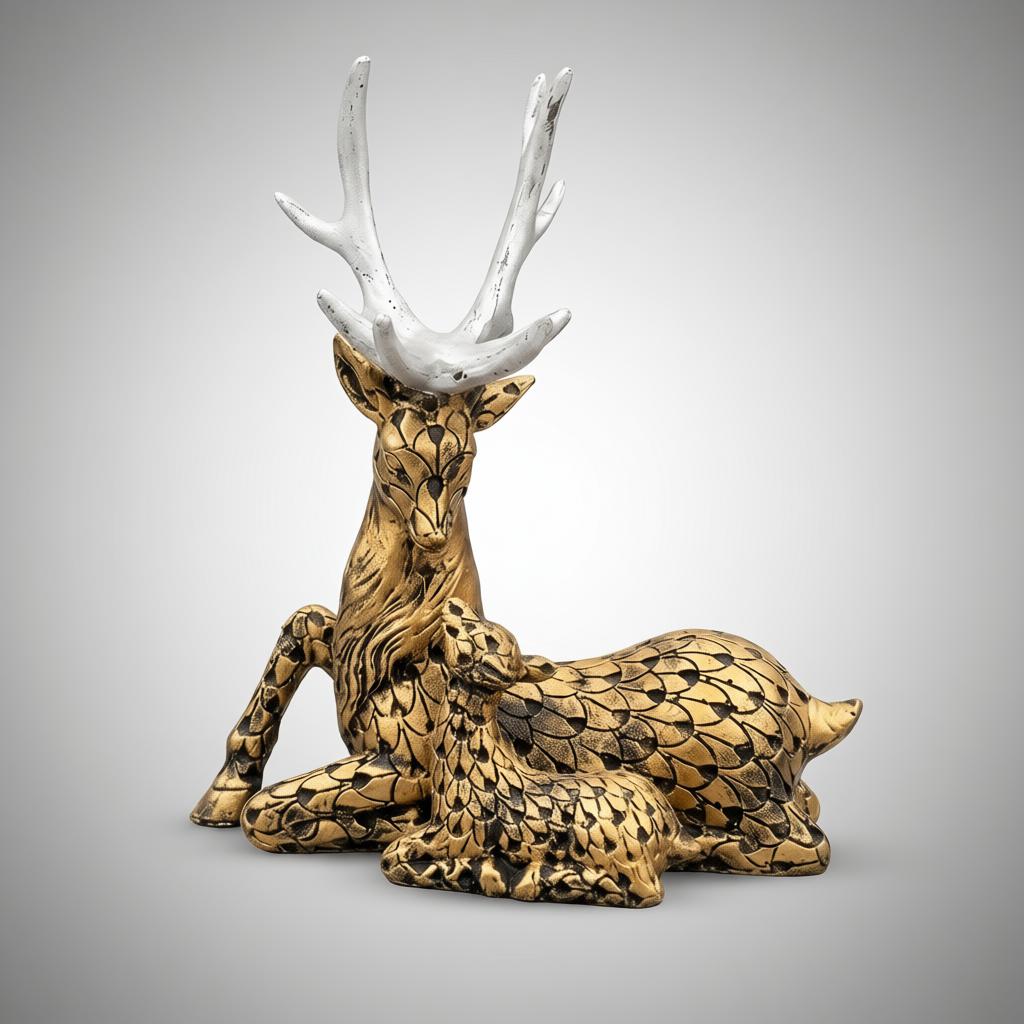 Royal Deer Family Decorative Sculpture | Luxury Deer Showpiece for Home Decor - Image 6