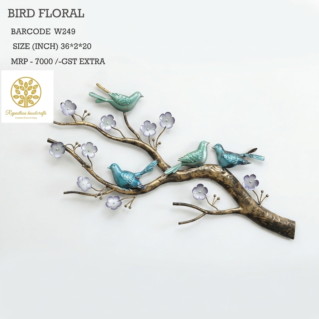 Bird Floral Metal Wall Art - Image 2
