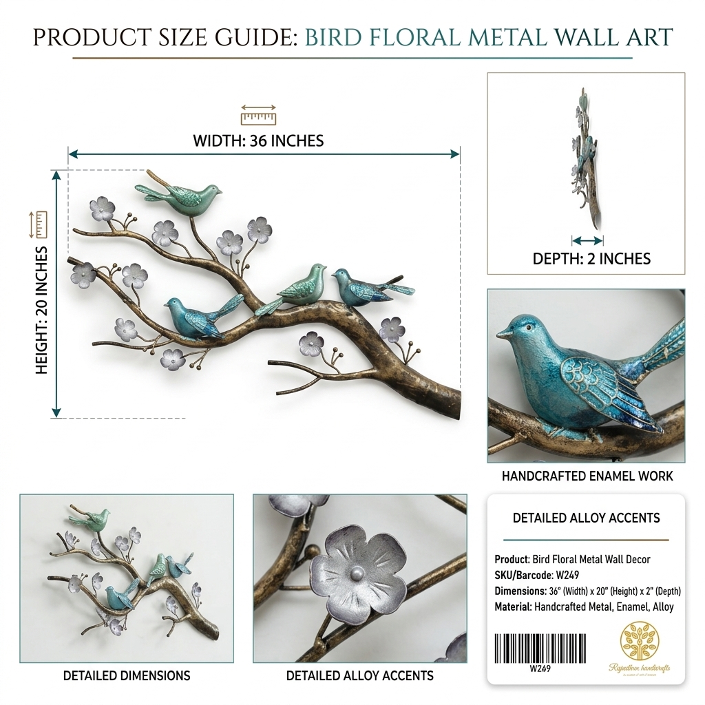 Bird Floral Metal Wall Art - Image 3