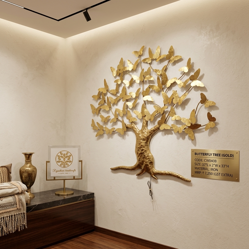 Butterfly Tree Wall Decor (Gold) - Image 2