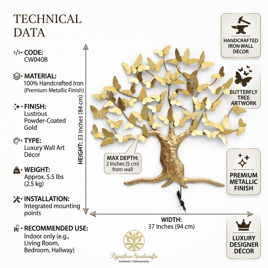 Butterfly Tree Wall Decor (Gold) - Image 4