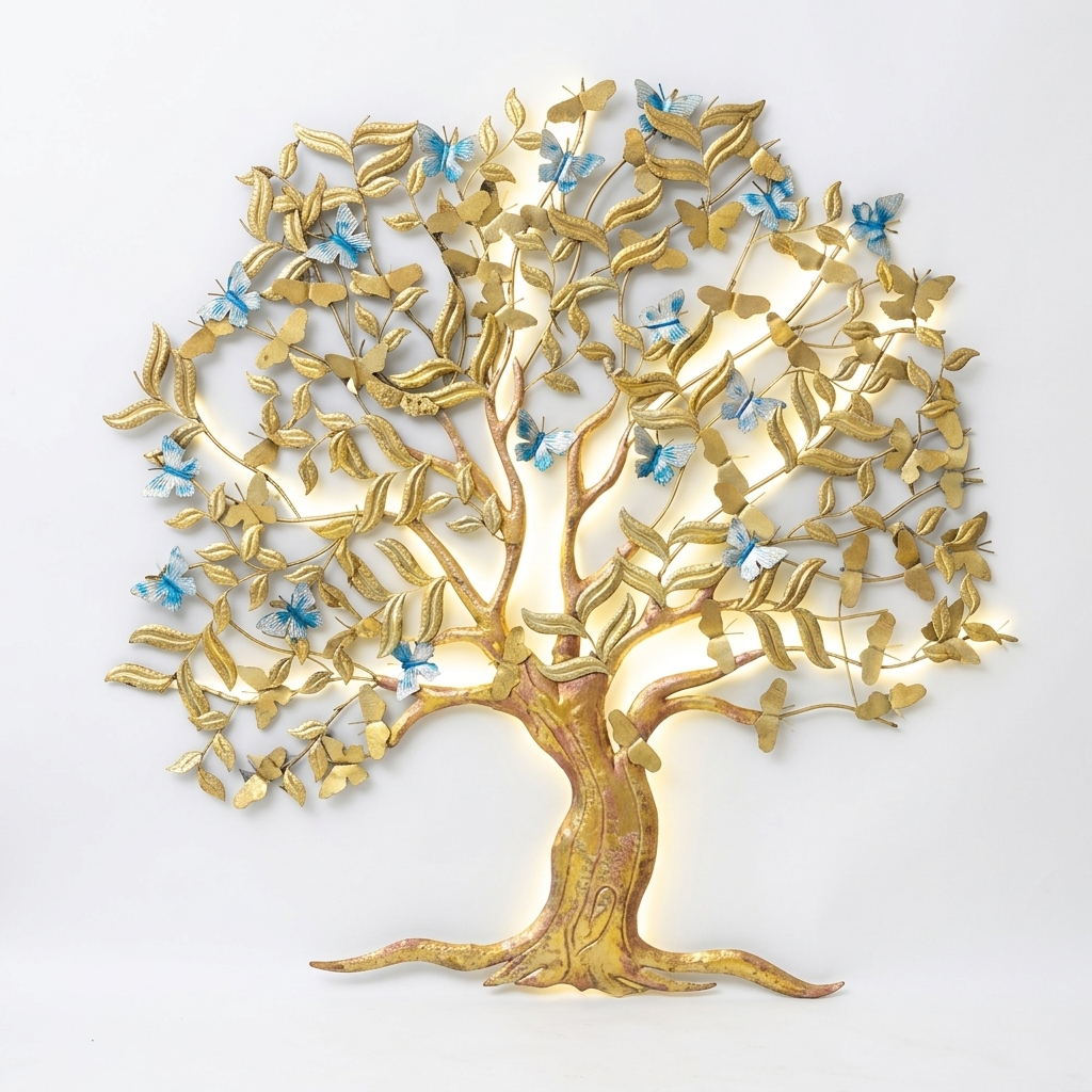 5×5 Butterfly Tree Metal Wall Decor with LED Lighting