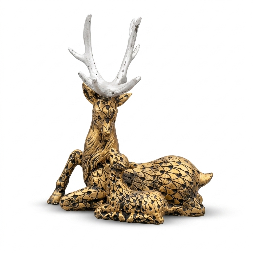 Royal Deer Family Decorative Sculpture | Luxury Deer Showpiece for Home Decor - Image 7