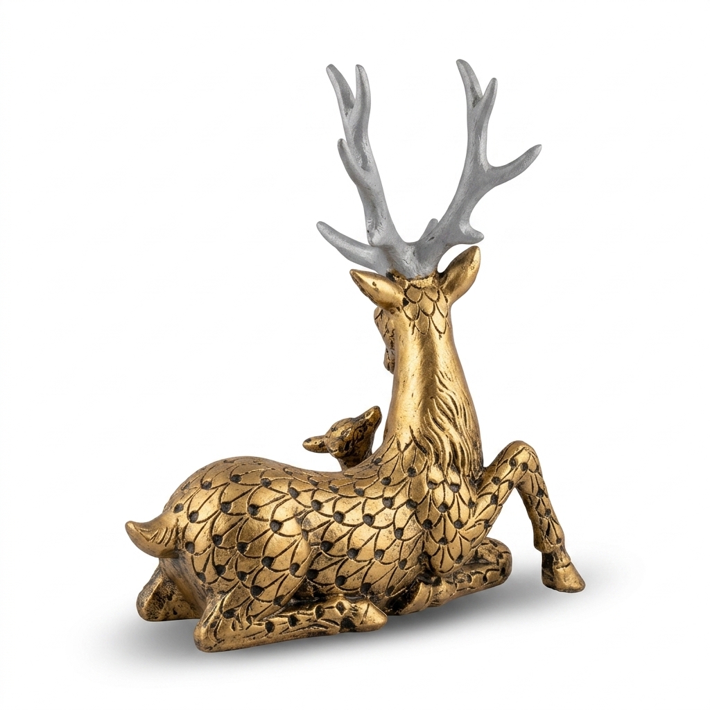 Royal Deer Family Decorative Sculpture | Luxury Deer Showpiece for Home Decor - Image 8