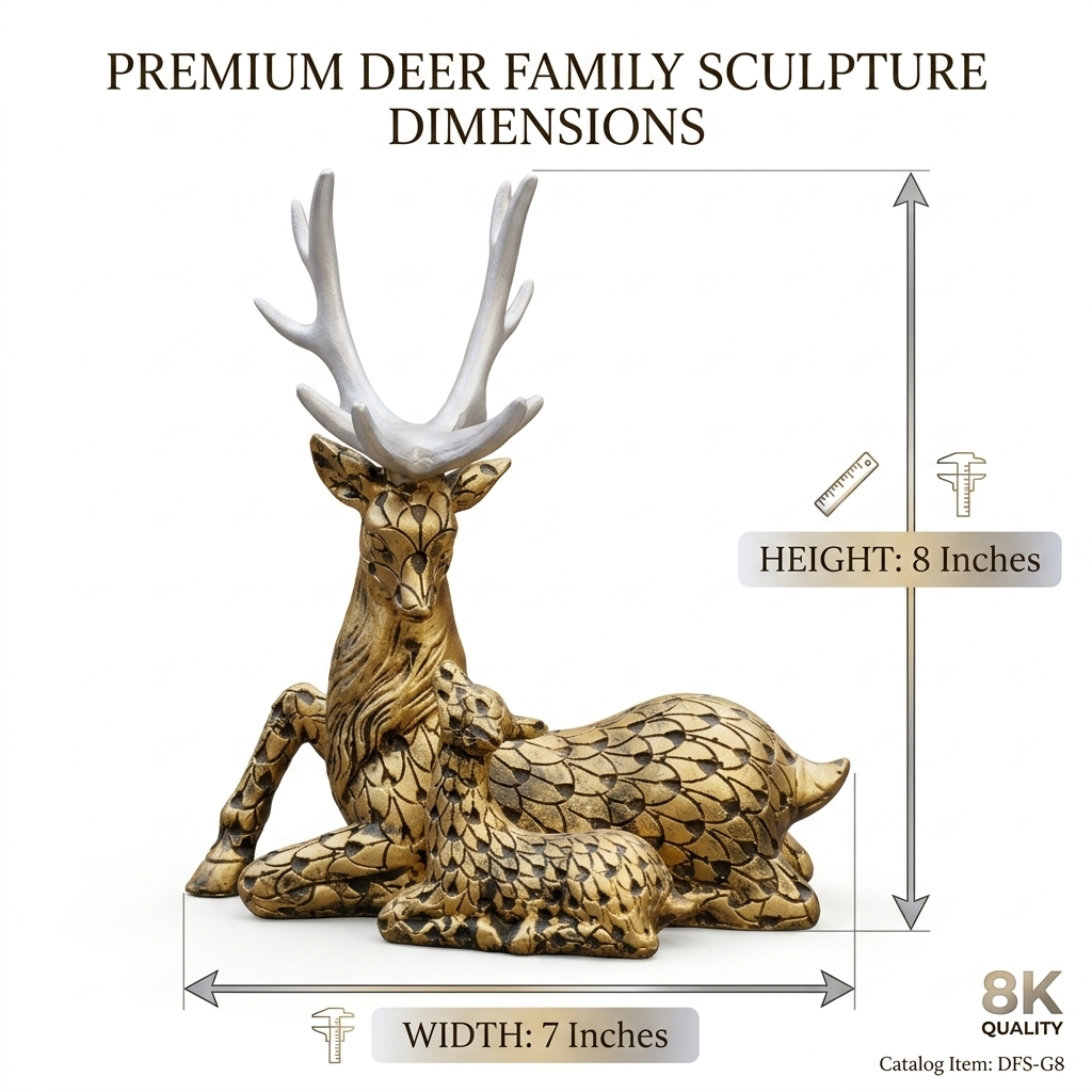 Royal Deer Family Decorative Sculpture | Luxury Deer Showpiece for Home Decor - Image 9