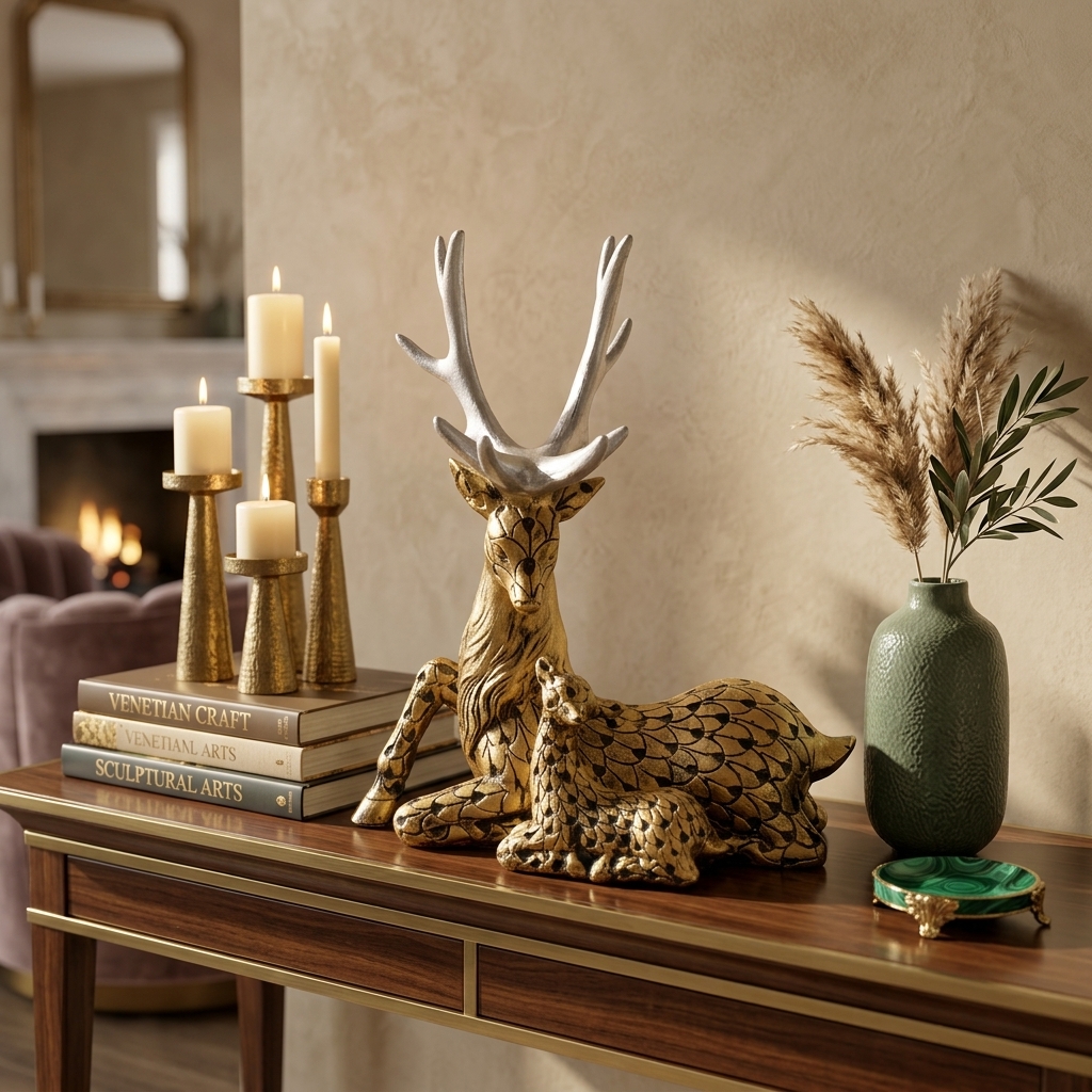 Royal Deer Family Decorative Sculpture | Luxury Deer Showpiece for Home Decor - Image 10