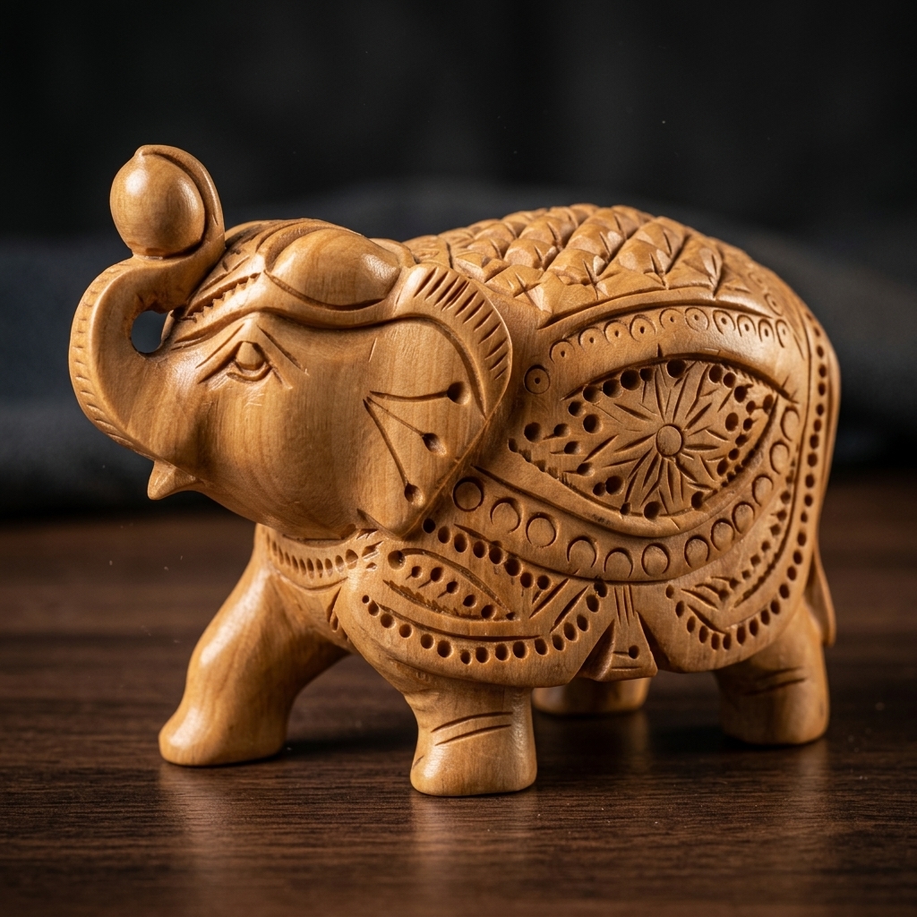 4 Set Handcrafted Wooden Elephant Showpiece | Premium Wooden Elephant Decor Set - Image 7