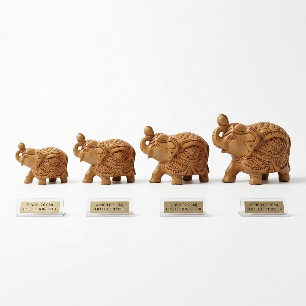4 Set Handcrafted Wooden Elephant Showpiece | Premium Wooden Elephant Decor Set - Image 6