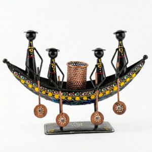 Traditional Metal Boat Pen Holder | Handcrafted Desk Organizer for Home & Office
