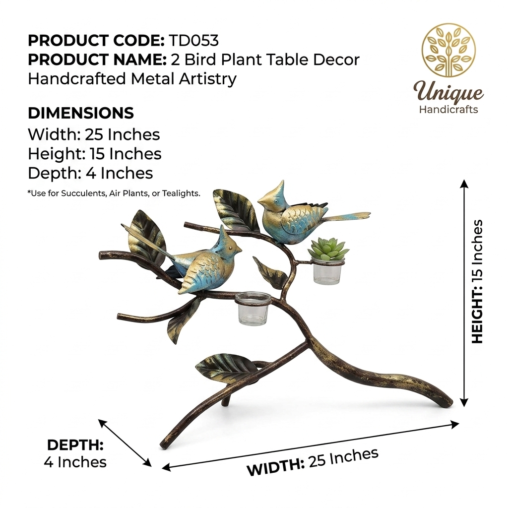 2 Bird Plant Table Decor - Image 2