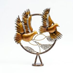 2 Bird Flying in Ring Metal Sculpture | Premium Handcrafted Bird Showpiece