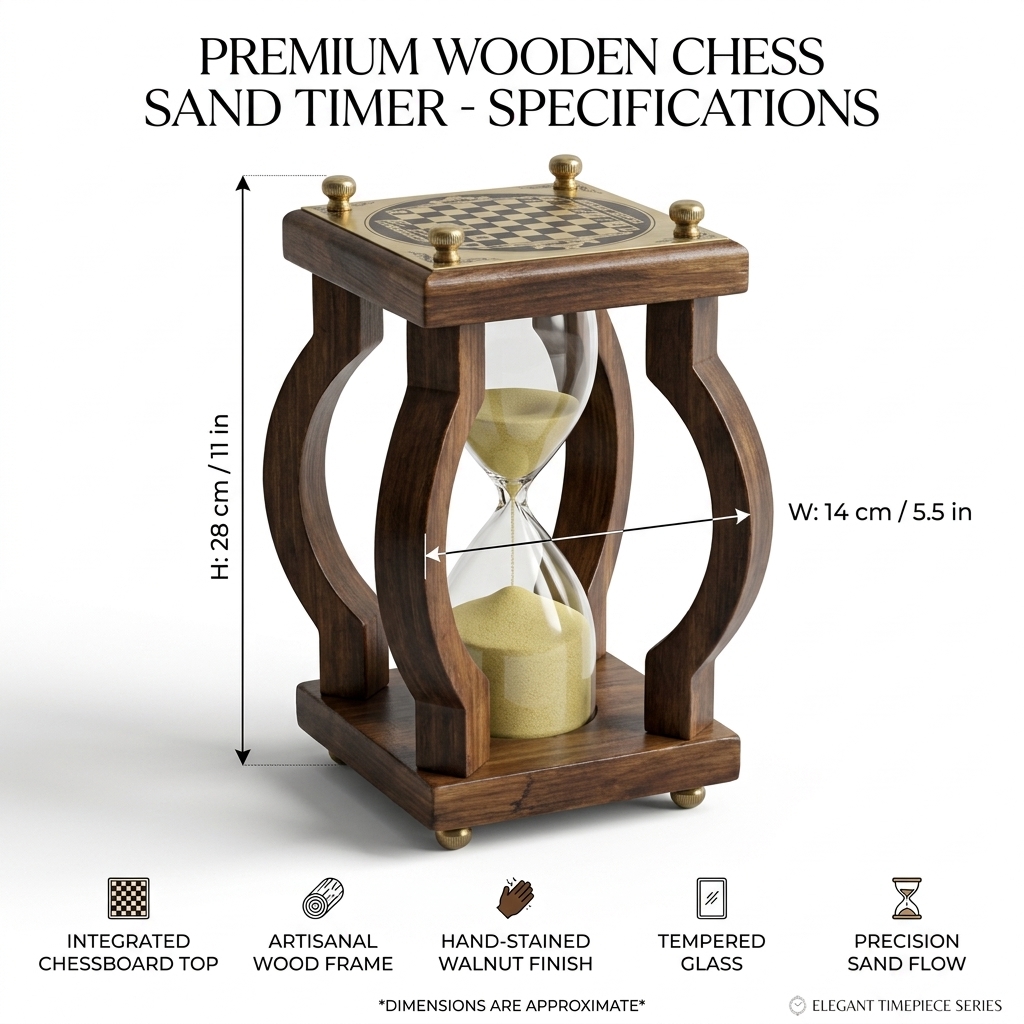 Wooden Chess Sand Timer Hourglass | Premium Wooden Decorative Hourglass - Image 4