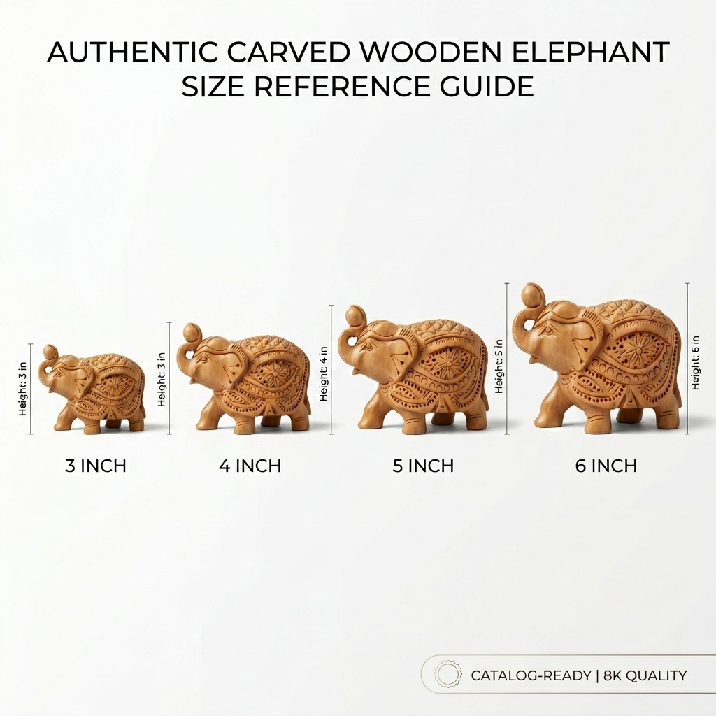 4 Set Handcrafted Wooden Elephant Showpiece | Premium Wooden Elephant Decor Set - Image 3