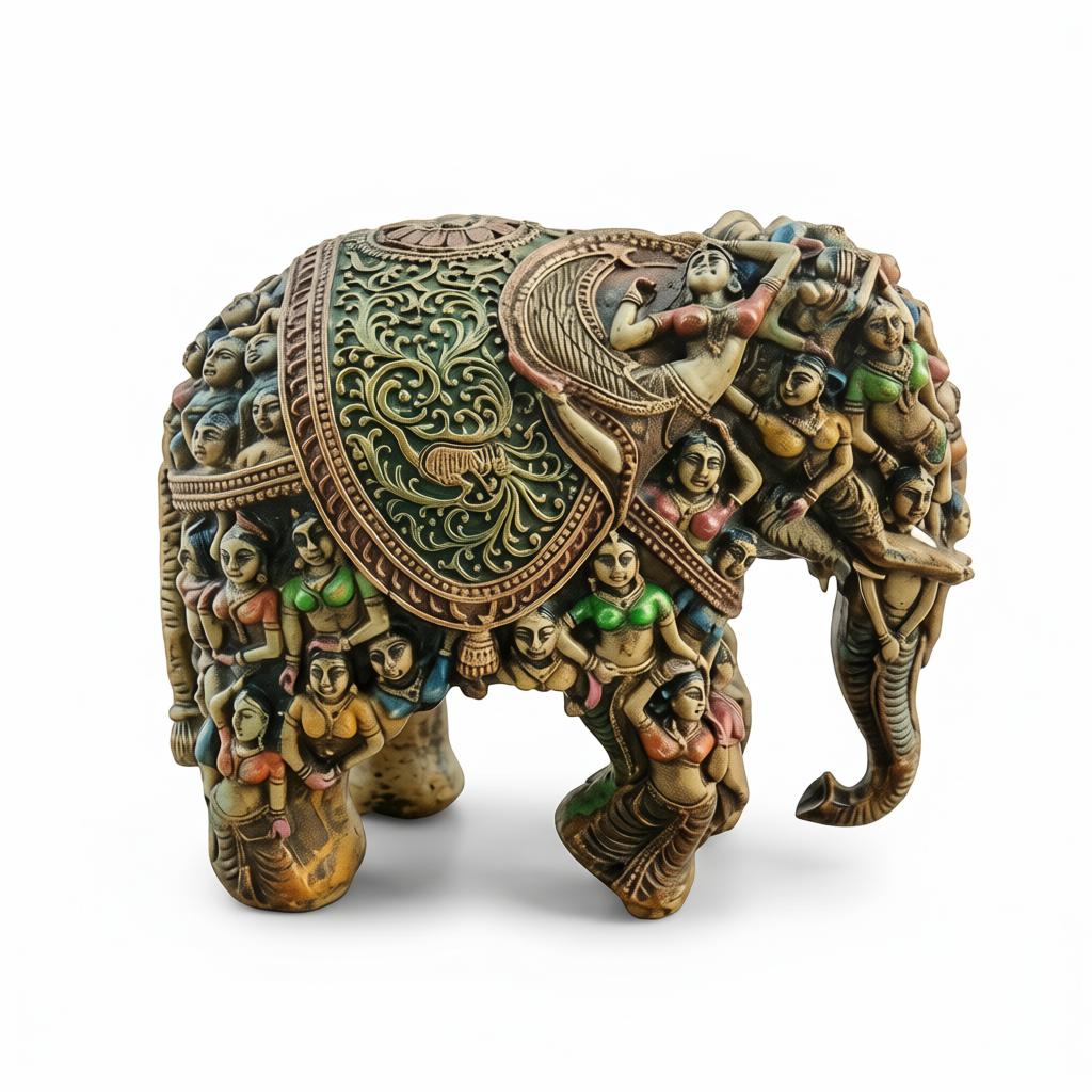 Royal Hand-Carved Lady Elephant Statue | Decorative Resin Elephant Tabletop - Image 2