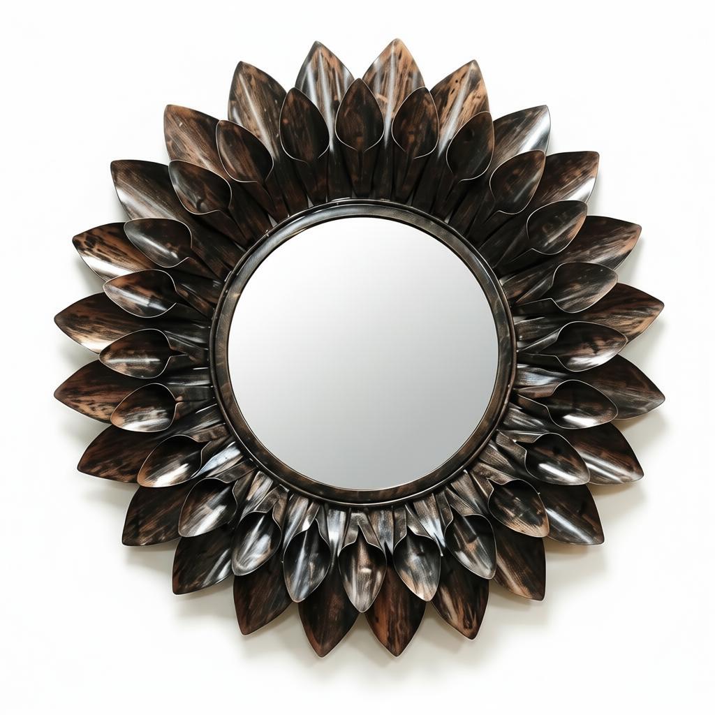 Mini Flower Mirror | Handcrafted Metal Decorative Wall Mirror - Image 2