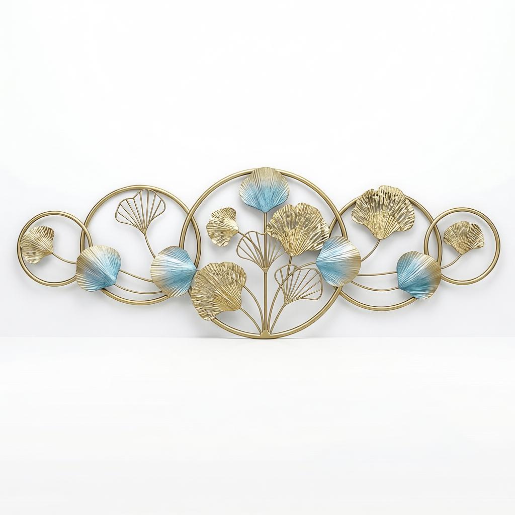 Luxury Iris Ring Family Metal Wall Art | Blue & Gold Modern Floral Wall Decor - Image 2
