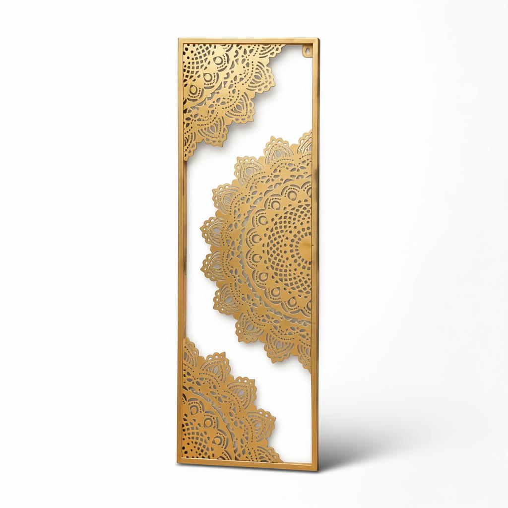 Luxury Golden Mandala Metal Wall Art Panel | Modern Vertical Wall Decor for Living Room & Bedroom - Image 8