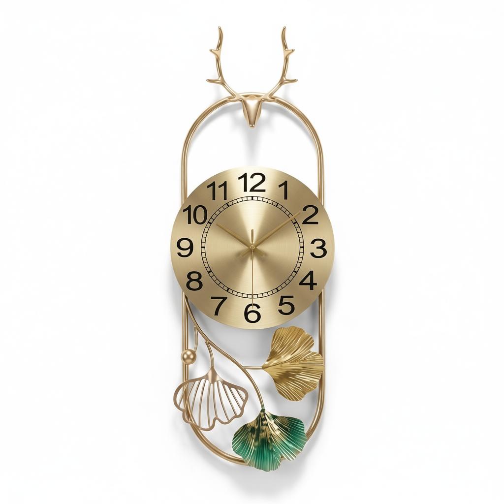 Reindeer Oval Time Wall Clock | Decorative Metal Deer Wall Art Clock - Image 2