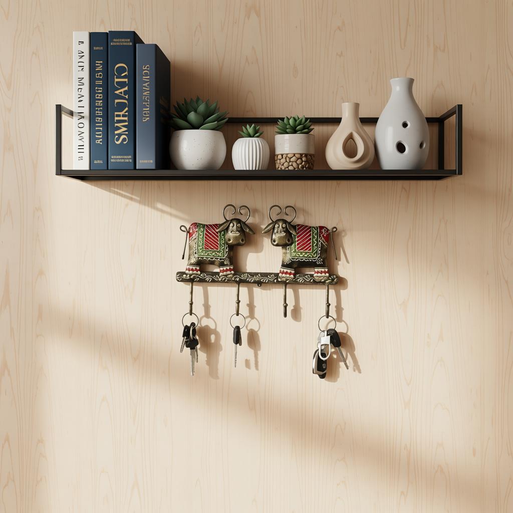 Royal Buffalo Key Holder | Handcrafted Rajasthani Metal Wall Key Organizer