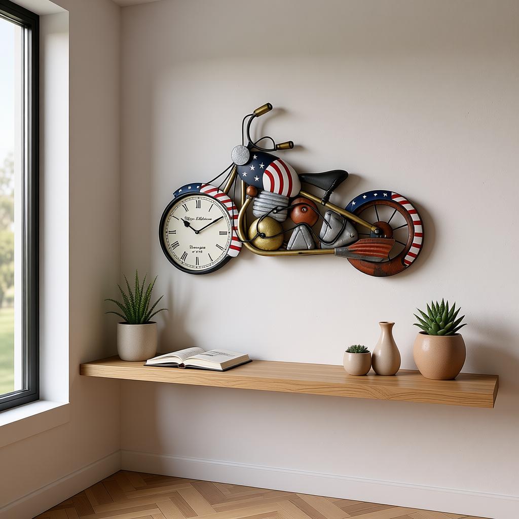 US Watch Bike Wall Clock | Vintage Americana Motorcycle Wall Décor - Image 3