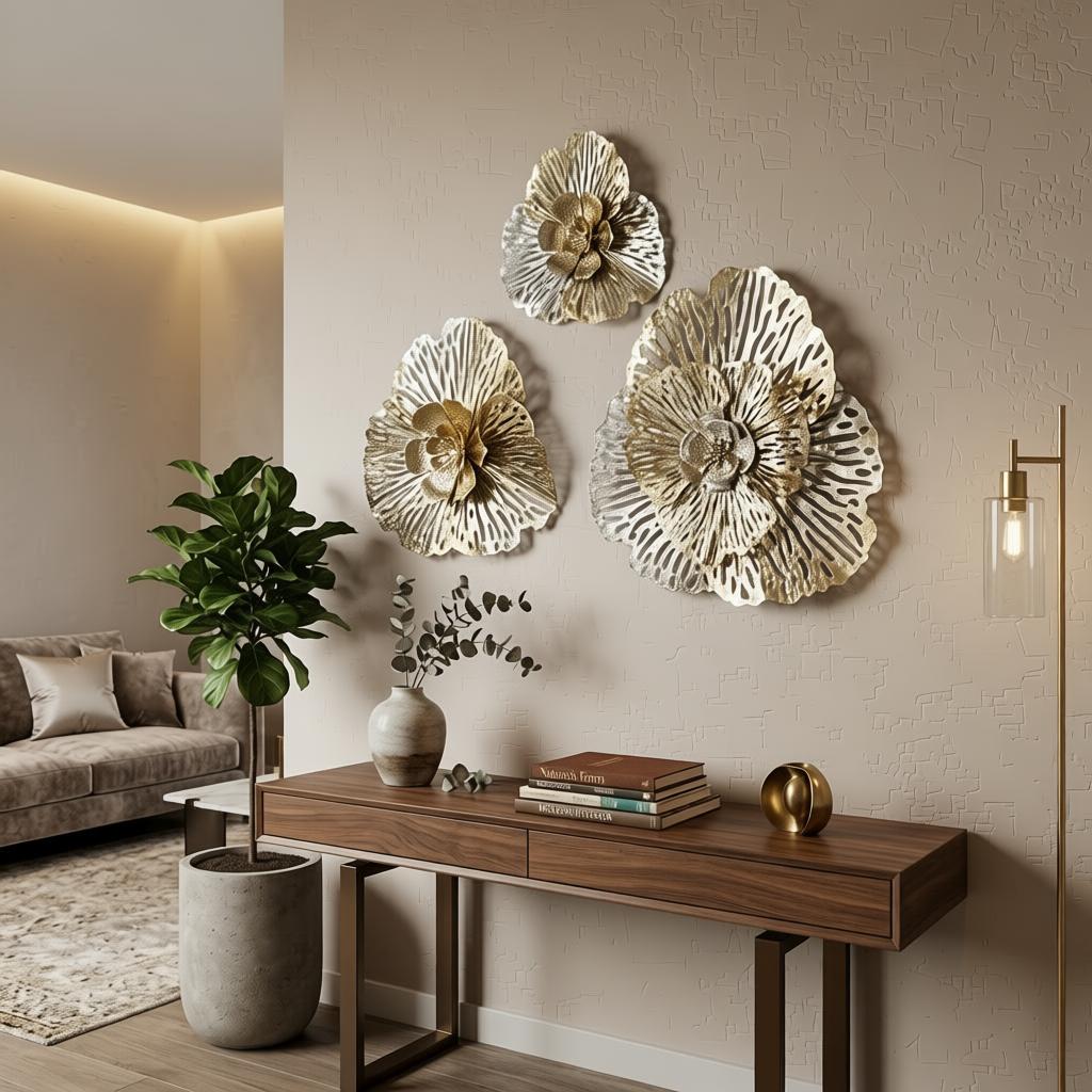 Luxury Iris Flower Metal Wall Art (Small - 12 Inch) | Gold Floral Wall Decor for Living Room - Image 4
